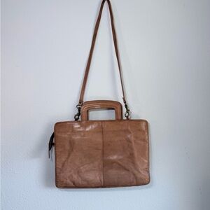 Vintage Nine West Collections Tan Leather Convertible Briefcase Shoulder Bag